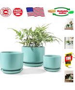 Elegant Aqua Ceramic Plant Pots with Drainage Net - 3 Sizes Perfect for ... - $1,199.92 MXN
