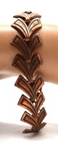 Vintage Copper Toned Etched Chevron V Link Bracelet 7 Inches - £15.46 GBP