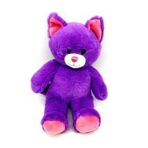 Build A Bear Purple Cat Kitten Pink Ears Stuffed Plush 15&quot; Clean Sanitiz... - £11.18 GBP
