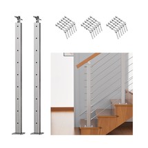 2 Pack Adjustable Angle Stainless Steel Cable Railing Post, 36 Inch, End Post - £152.04 GBP