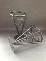 PAIR - Metal Conical Black Wrought Iron - Fries Chips Snack Finger Food Holder - £11.90 GBP
