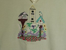 Vintage Beige Lee Embroidered Humming Bird Houses Sweatshirt Large NOS NWT - £23.44 GBP