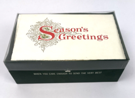 Vintage Hallmark Christmas Cards Embossed Box 25 Season's Greetings 1970's USA - £33.61 GBP