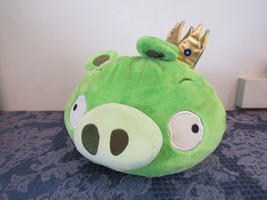 Commonwealth Angry Birds Green King Pig Gold Crown No Sound 10&quot; Plush 2010 Large - £51.42 GBP
