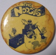 Noogies 2 inch Metal Button Vintage Pin Chipmunck Song Rare In Medium shape - £6.07 GBP
