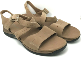 Clarks Springers Womens Sz 10 Sandals Suede Leather Tan Khaki Comfort Walking  - £35.58 GBP