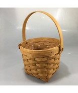 Longaberger 1996 Round Tan Straw Basket with Plastic Liner Signed - £20.98 GBP