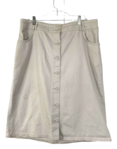 Kim Rogers Denim Skirt Cream Color Size XL Full Front Buttons Belt Loops Pockets - £19.07 GBP