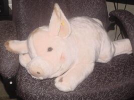 24&quot; Steiff Jumbo Pig Plush Toy With Button and Tag In Ear Number 105364 - $139.42 CAD