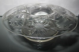 Victorian Chrysanthemum Decorated 7&quot; Cut Glass Footed Console Bowl - £124.84 GBP
