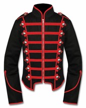 Men&#39;s Black Red Cotton Military Drummer Parade Jacket - $59.99
