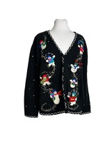 Designer Originals Studio Joy Cardigan Sweater Size XL Christmas Snowman... - £22.57 GBP