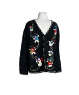 Designer Originals Studio Joy Cardigan Sweater Size XL Christmas Snowman... - £22.57 GBP