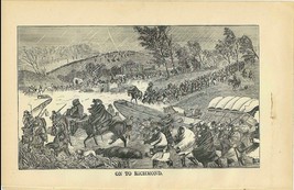 On to Richmond Original 1884 Victorian Wood Engraving History DWA1 - $22.00