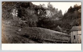 RPPC Lovely Farm Scene Cow on Hillside Mountains Cliff c1905 Postcard B25 - £7.00 GBP