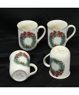 Otagiri Christmas Wreath With Pinecones Mugs  Lot of 4  Xmas - $48.37 CAD