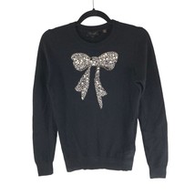 Ted Baker London Womens Sweater Embellished Bow Wool Blend Black Size 1 US 4 - £19.23 GBP