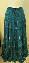 Johnny Was Embroidered A-line Maxi Tiered Skirt  Sz- S Tropical Green - £125.51 GBP