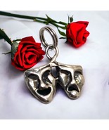 Theater Masks Drama Tragedy Comedy Vintage Sterling Silver Charm - $27.22 CAD