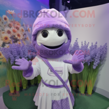 Lavender Bouquet Of Flowers mascot costume character dressed with a Hoodie and B - $1,279.00