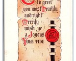 Christmas Joyous Yule Tide Letter w Wax Seal UNP Unused Embossed DB Post... - $5.31