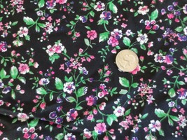 3376. Black Floral Apparel, Home Decor, Craft Jersey Fabric - 57&quot; X 2-3/4 Yds. - £9.56 GBP