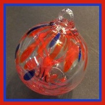 Hanging Glass Ball 3&quot; Diameter &quot;4th of July Tree&quot; Witch Ball (1) GB31 - £10.91 GBP