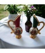 LIMOGES Small Pitchers 4” gold burgundy, &amp; green made in France Lot Of 2... - £19.03 GBP