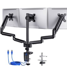 Triple Monitor Mount For Desk, 3 Monitor Stand With Gas Spring Adjustable Monito - £188.72 GBP