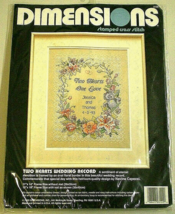 DIMENSIONS 3122 Cross Stitch Kit TWO HEARTS WEDDING RECORD Sealed 11&quot; X ... - $18.99