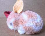 Wool Pom Pom Tan White Bunny Rabbit Animal Felt Ears Red Basket KOREA 3&quot; - $29.69