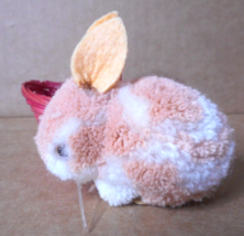 Wool Pom Pom Tan White Bunny Rabbit Animal Felt Ears Red Basket KOREA 3&quot; - £23.34 GBP