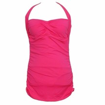 RALPH LAUREN Pink Ruched Halter Slimming Fit Swimdress Swimsuit 12 - £57.09 GBP