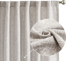 Jinchan Curtains For Living Room Faux Linen Curtains Heathered Burlap Fa... - £41.06 GBP