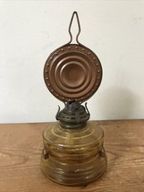 Vintage Antique Wales Copper Amber Glass Glass Oil Lamp Lantern Japan 7.75“ - £31.62 GBP
