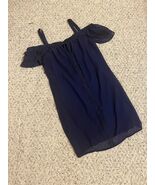 Blue Straight Line Dress Off The Shoulder Size Small - $10.89