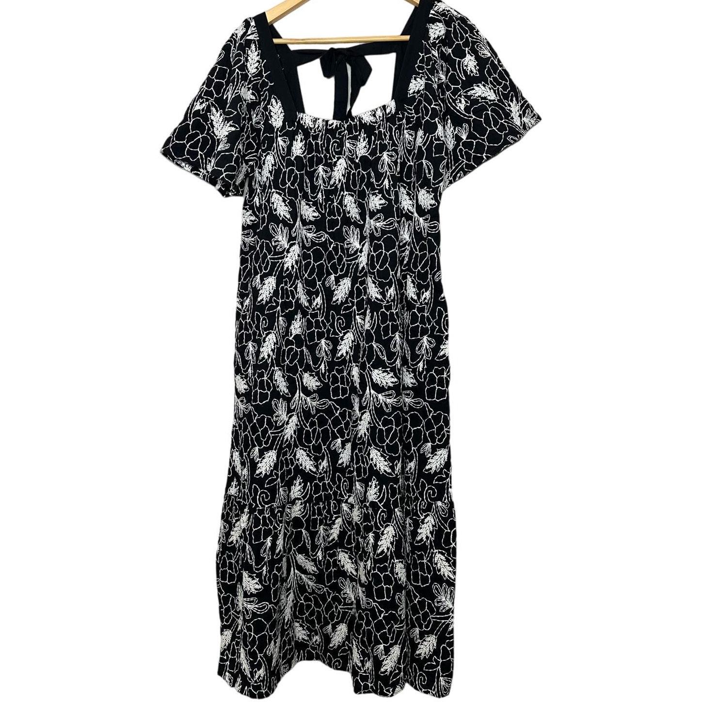 MASAI NEIA TIE-BACK SHORT SLEEVE DRESS BLACK SIZE MEDIUM NEW - $34.65
