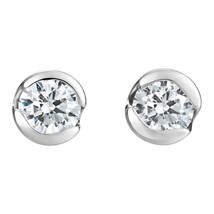 3CT Round Brilliant Cut Moissanite Solitaire Stud Earrings 14K White Gold Plated - £96.10 GBP