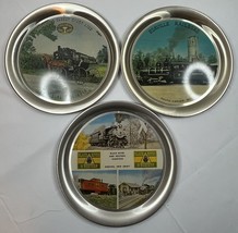 11” Souvenir Aluminum Plates Lot Of 3 Railroad Themed Hanging Plates - $23.36