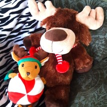 Christmas Peppermint Moose Stuffed animal Plush toy companion Duo - $45.00