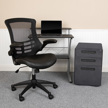 Black Desk, Chair, Cabinet Set BLN-CLIFAPX5L-BK-GG - $446.95
