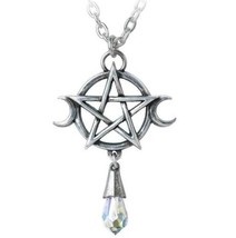 Alchemy Gothic Goddess Pendant Wicca Pentagram Moons Crystal Necklace Star P845 - £23.91 GBP