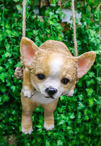 Deer Head Chihuahua Puppy Dog On Branch Swing Hanger Wall Decor Figurine - £23.44 GBP