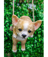 Deer Head Chihuahua Puppy Dog On Branch Swing Hanger Wall Decor Figurine - £23.69 GBP