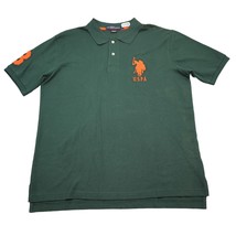 U.S. Polo Assn. Shirt Mens L Green USPA Large Orange Logo Short Sleeve Golf - £15.81 GBP