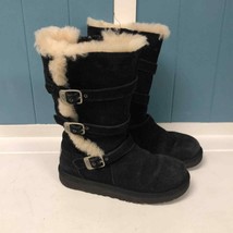 UGG Maddi S/N 1001520 Black Tall Zip Buckle Boots Size 2 M UGGs Girls Wo... - $77.54