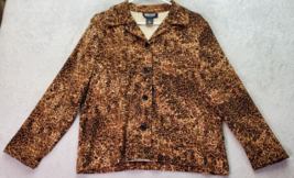 Briggs Blazer Jacket Womens Medium Brown Leopard Print Long Sleeve Button Front - £20.60 GBP
