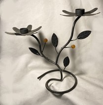 Wrought Iron Candle Holder Leaf Branch Design Patina For Taper Candle PET RESCUE - £9.32 GBP