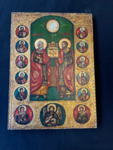 antique Bulgarian gilded handpainted Icon in good condition. Peter and Paul - £285.27 GBP