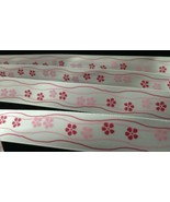 5/8&quot; inch Sakura FLOWER curvy line white satin RIBBON 1 yd  cherry bloss... - $3.22 CAD